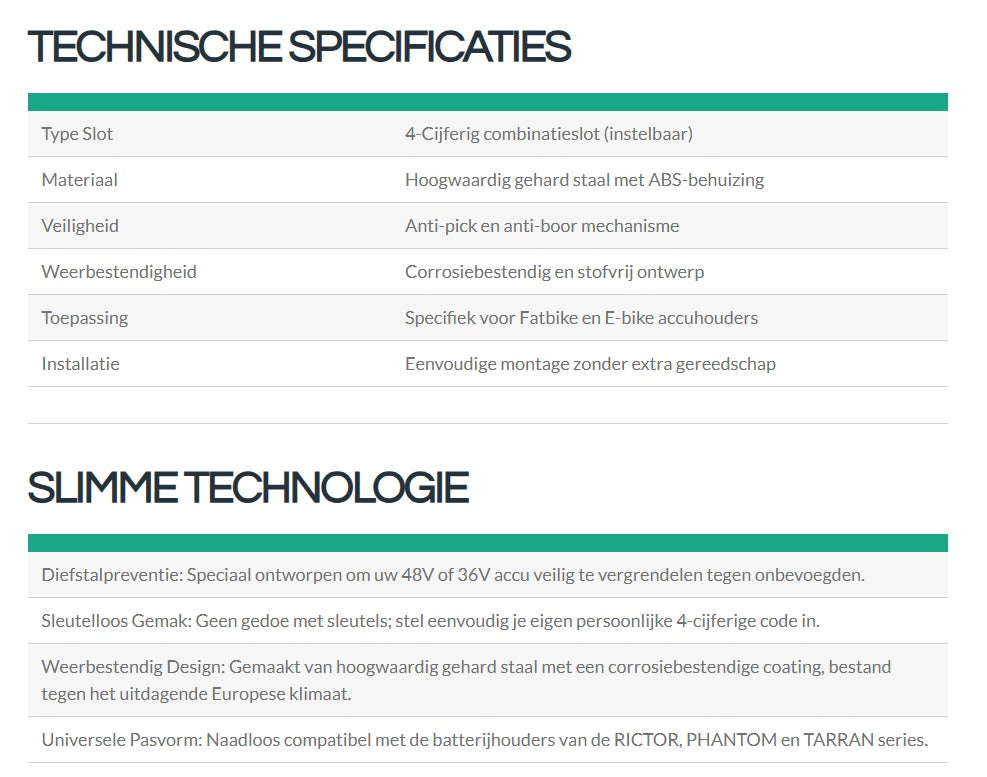 TRACKEND Technische Specificaties